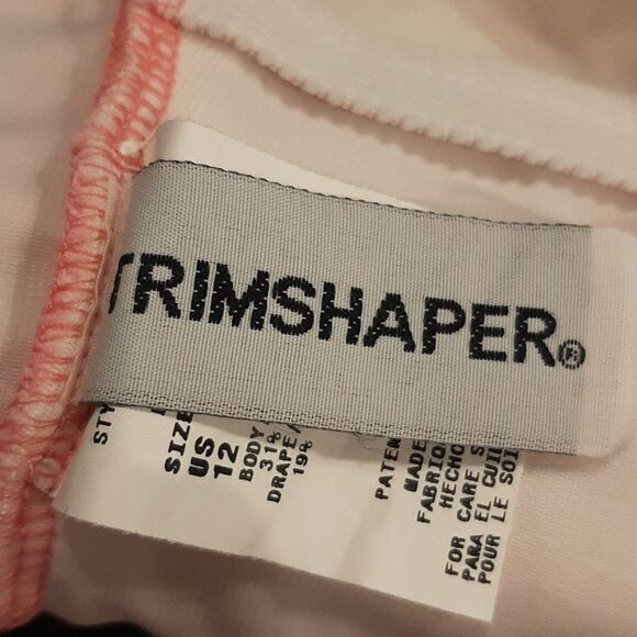 Trimshaper Pink and Black One Piece Rouched Swimsuit - Picture 4 of 11